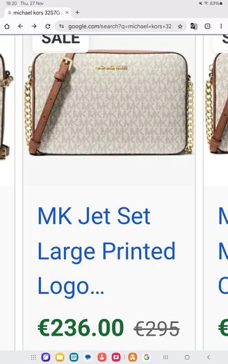 Michael Kors Jet Set Large Logo Crossbody Bag - Vanilla - BNWT RRP 295