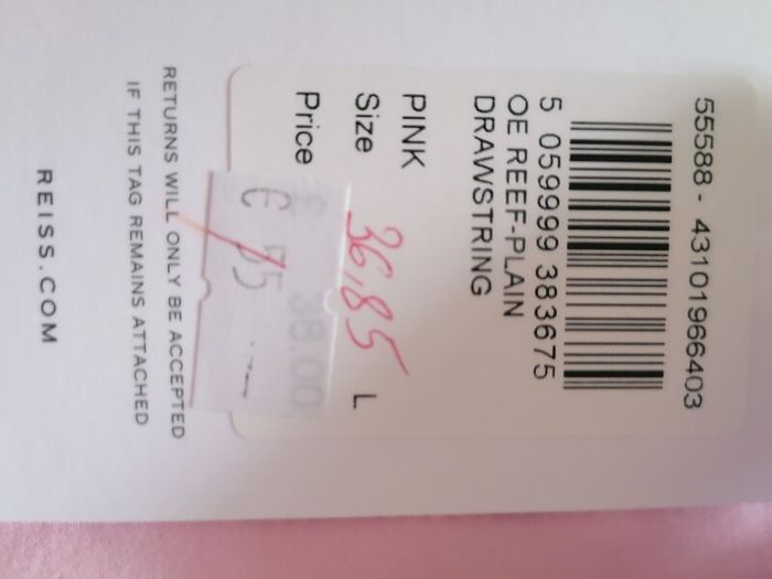Reiss pink shorts L unisex