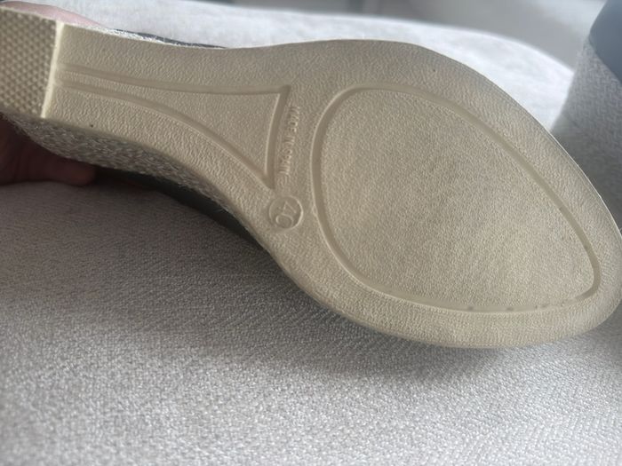 Cinders by Jose Saenz Leather Wedge Espadrilles Navy Size 40