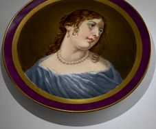 Antique KPM Berlin Hand-Painted Cabinet Plate. Portrait of a Baroque Beauty, 19th Century