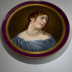 Antique KPM Berlin Hand-Painted Cabinet Plate. Portrait of a Baroque Beauty, 19th Century