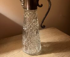 Vintage ships decanter. Bacchus faced. Silver plated. Claret jug