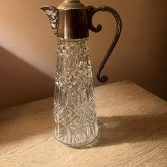 Vintage ships decanter. Bacchus faced. Silver plated. Claret jug