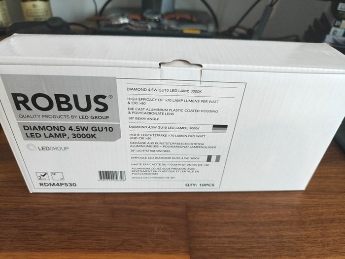 GU10 Robus 4.5W led 3000K (20 units)