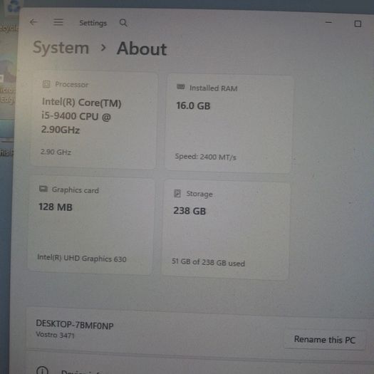 Dell Vostro 3471 SFF Desktop Intel Core i5-9400, 16GB RAM, 256GB SSD Desktop