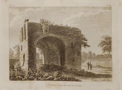 1792 Antique Print of Simmonscourt Tower