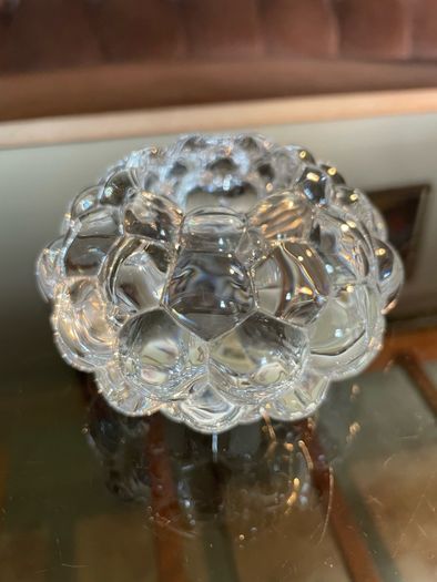 Orrefors Sweden Raspberry Clear Crystal Glass Votive Candle Holder Anne Nilsson 1980s