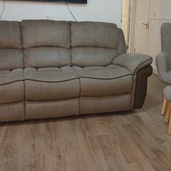 3 Seater Sofa with 2 recliners and 1 seater + stool