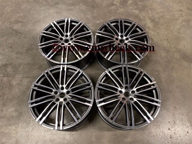 21" Inch Porsche Macan Turbo Style Alloy Wheels Gunmetal polished 5x112 66.6
