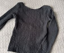 Pull & Bear Open Back Textured Long Sleeve Top Black Size S BNWOT
