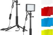 2-Pack USB LED Video Light Dimmable 5600K with Tripod Stand and Color Filters for Tabletop/Low-Angle Shooting, Zoom/Video Conference Lighting/Game Streaming/YouTube Video Photography (FREE POSTAGE)