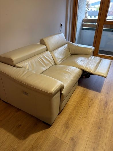 Leather electric recliner sofa