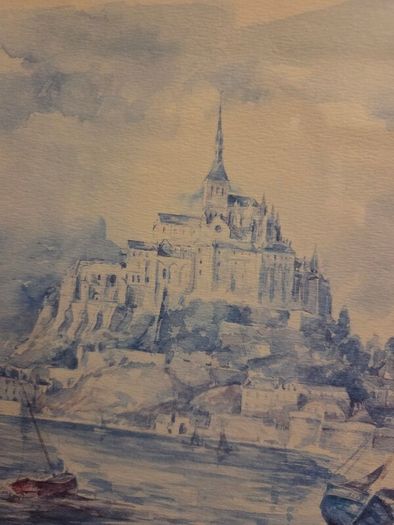 "Le Mont St Michel Maree Basse" Signed Watercolour framed