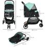 Foldable Pet Stroller w/ Rain Cover, for XS Dogs, S Dogs - Green Image 2