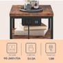Bedside Table with Charging Station, End Table with 3 Fabric Drawers, Sofa Side Table with USB Ports and Socket, Nightstand for Bedroom, Living Room, Rustic Brown and Black Image 4