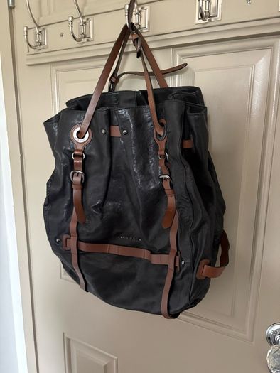 Genuine leather black and dark brown shoulder bag by Karen Millen