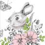 Easter spring grey bunny and pink flowers decorative pillar candle Image 3