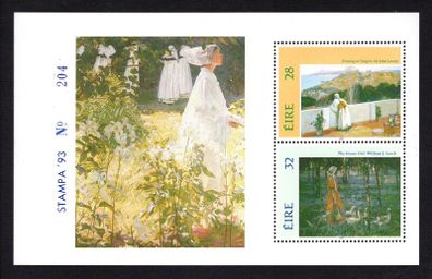 1993 Ireland Stampa Public Souvenir overprinting Irish Impressionism Painters  Commemorative Stamp Booklet Pane Overprinted for Stampa Mint Never Hinged (MNH)