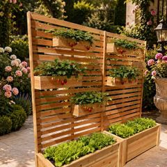 Premium Larch & Cedar Slatted Planter Boxes with Integrated 2m Privacy Screen (Bespoke / Heavy Duty)