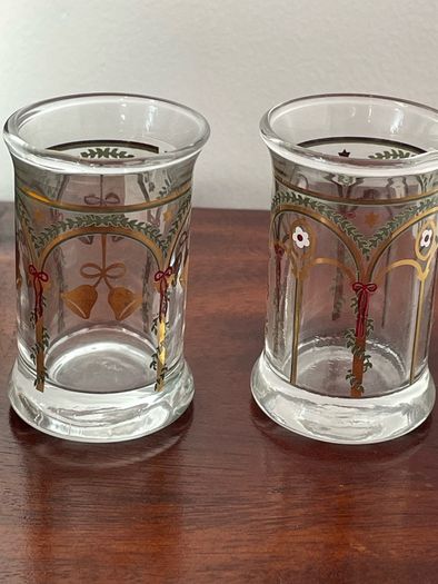 Vintage Holmegaard Golden Christmas Dram Glasses