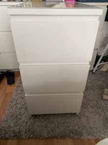 Ikea 3 drawer locker with glass top