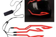 New Motorcycle Helmet LED Warning Lights Night Riding Helmet Motor Cold Light Strip EL Waterproof Sticker 4 Flashing Accessories