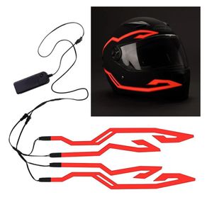 New Motorcycle Helmet LED Warning Lights Night Riding Helmet Motor Cold Light Strip EL Waterproof Sticker 4 Flashing Accessories