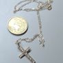 Vintage 9ct Gold Cross Necklace 375 Hallmarked Engraved Heart Pendant 46cm Image 6