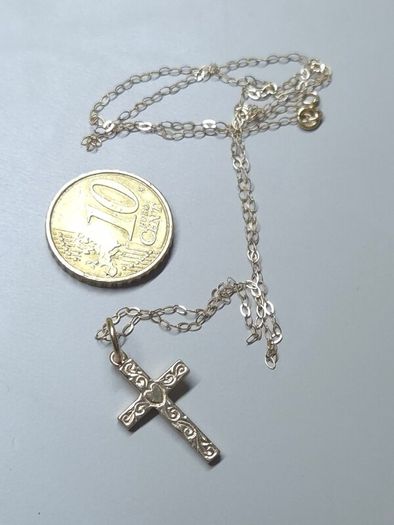 Vintage 9ct Gold Cross Necklace 375 Hallmarked Engraved Heart Pendant 46cm