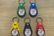 Brand new synthetic leather Yamaha keyring with shopping trolley token/coin