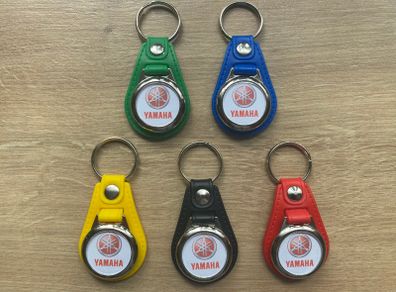 Brand new synthetic leather Yamaha keyring with shopping trolley token/coin