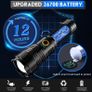 LED Super Bright, Rechargeable LED Torch 10000 Lumens XHP70.2, IP67 Waterproof Tactical Flashlight, Powerful Torch for Camping Hiking Emergency Gift with 6000mah Battery (FREE POSTAGE) Image 6