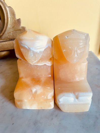 Vintage Onyx Marble Sphinx Bookends Heavy Decorative Pair