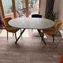 Extendable Grey Dining Table with 4 Gold & Navy Chairs Image 7