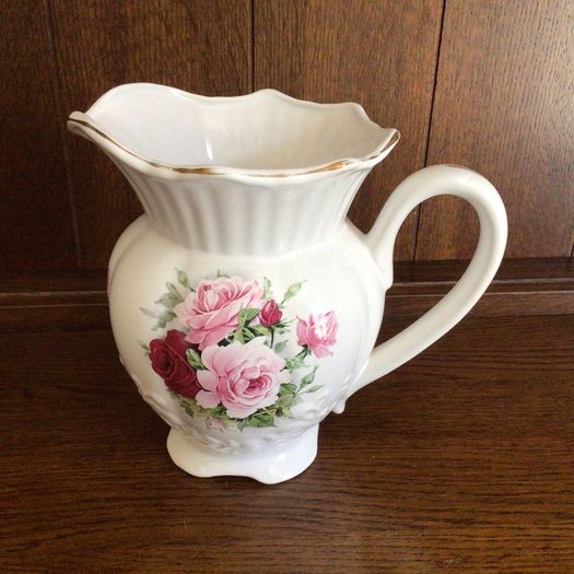 Vintage large floral pottery water jug