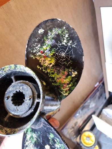 boat propeller hand painted candle holder