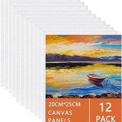 Canvas Panels 20x25cm-12 Packs Blank Art Canvases Pre Stretched Canvas Board, 100% Cotton Artist Painting Canvas for Acrylic Painting, Oil Paint & Wet Art Media (FREE POSTAGE)