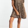 River island brown and cream zebra print dress Image 2