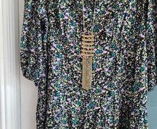PAPAYA black floral floaty dress Sz 16UK (Fit 12-16UK)