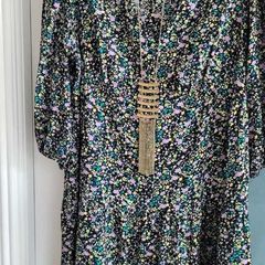 PAPAYA black floral floaty dress Sz 16UK (Fit 12-16UK)