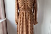 dress Bnwt mustard &amp; tan high neck midi dress size 10