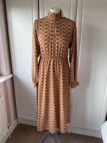 dress Bnwt mustard & tan high neck midi dress size 10