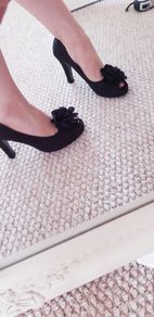 Odeon Black Peep-Toe Shoes - Size 4