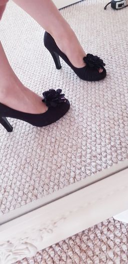 Odeon Black Peep-Toe Shoes - Size 4
