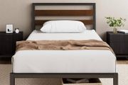 Single Bed Frame 90x190 cm 80cm Height Sustainable Bamboo &amp; Metal Bed Frame with Headboard Steel slat support Eco-Friendly Bed frame  Easy Assembly Black and Brown