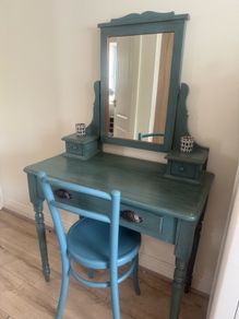 antique dresser with chair