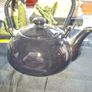 Chinese Porcelain Teapot peacock and floral patterns with gold black braided wicker or bamboo style handle, Postage Available or Collection Image 4