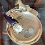 Vintage "Pocket Change" Embossed Brass Coin Trinket Valet Dish Desk Tray Money Pin Dish Image 6