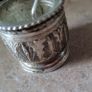 20th Century malaysian silver condiment set in carved/polished horn base tray of a bird Image 6