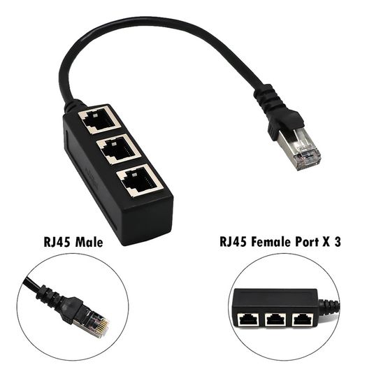 3 in 1 RJ45 Splitter LAN Ethernet Network RJ45 Connector Extender Adapter Cable for Networking Extension 1 Male to 3 Female